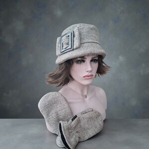 Sanibel Stylish Wool Hat and Mittens Set Wool mittens and hat set with buckle